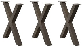 4012995 vidaXL Крака за трапезна маса, X-образни, 3 бр., естествена стомана, 80 x (72-73) см, стомана