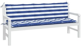 Възглавници за градинска пейка 2бр синьо-бяло райе Оксфорд плат