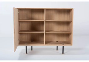 Черен/естествен нисък скрин от масивен дъб 118x100 cm Fina – Gazzda