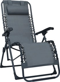 47898 vidaXL Сгъваем стол-шезлонг, сив, textilene