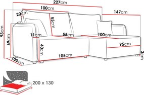 Ъглов диван Melody-Сиво-Ляв