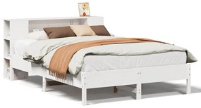 3322838 vidaXL Легло с етажерка за книги, без матрак, 140x190 см, бор масив