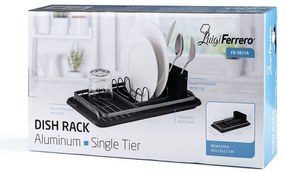 Сушилник за съдове Luigi Ferrero FR-3821A, 42x23x12 см, Неплъзгащи се крачета, Тава за отцеждане, Черен/сив