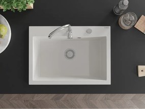 Mexen Elix кухненска мивка от гранит с 1 камера 700 x 500 mm, бяла, сифон хром - 6526701005-20