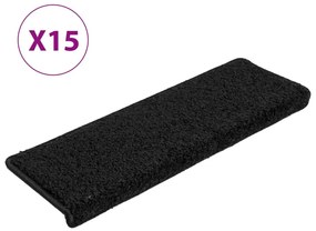 134576 vidaXL Изтривалки за стълби 15 бр. 65x21x4 см черни с правоъгълен кант