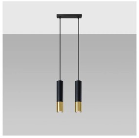 Висяща лампа с метален абажур в черно и златисто 30x6 cm Longbot - Nice Lamps