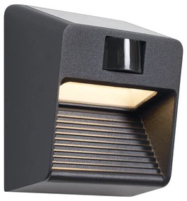 Стенна лампа черна вкл. LED IP54 със соларен сензор за движение - Border