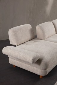 Ъглов разтегателен диван Nice L Corner Десен, цвят Кремав