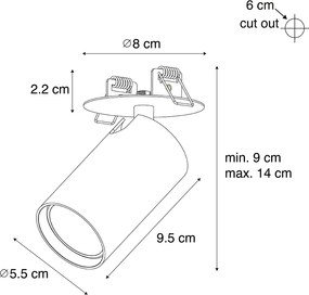 Модерен вграден прожектор бял GU10 50mm - Chels