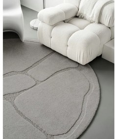 Сив вълнен кръгъл килим ø 160 cm Morphic Organica – Agnella