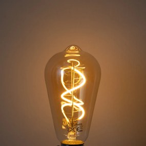 Комплект от 5 E27 димируеми LED крушки спираловиден филамент ST64 злато 4W 270 lm 2100K