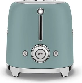 Тостер за хляб SMEG 50's Style TSF01EGMEU, 950W, 2 филии, 6 нива, Тавичка за трохи, Вграден кабел, Неръждаема стомана, Изумрудено зелен