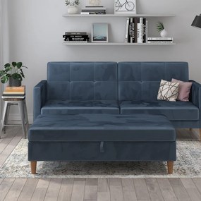 Синя кадифена табуретка Lilly – Støraa