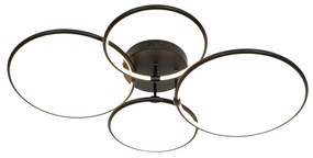 Таванна лампа черна с LED 3-степенна димируема 4-светлина - Joaniqa