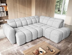 Светлосив разтегателен ъглов диван с място за съхранение от букле (десен ъгъл L форма) Falconn – ELTAP