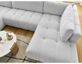 Светлосив сгъваем/с място за съхранение ъглов диван (десен ъгъл/U форма) Fuji – Bobochic Paris