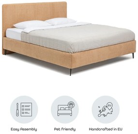 Тапицирано двойно легло с включена подматрачна рамка в цвят горчица 180x200 cm Noira Slim – Bonami Selection