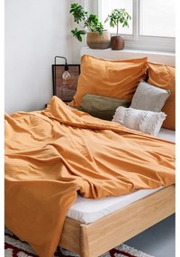 Оранжев чаршаф за двойно легло от измит памук, 200 x 220 cm - Bonami Selection
