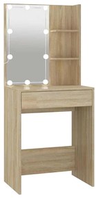 808831 vidaXL Тоалетка с LED, дъб сонома, 60x40x140 см