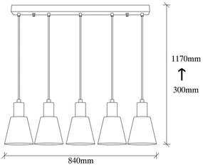 Черна висяща лампа за 5 крушки Kem - Opviq lights