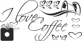 Стикер за стена с текст I LOVE COFFEE 50 x 100 cm