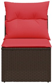 366224 vidaXL Градински диван без подлакътници с възглавници, кафяв, полиратан