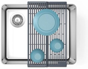 Сива регулируема пластмасова решетка за оттичане за мивка 43x13 cm Platform – Joseph Joseph