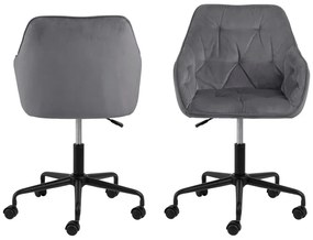 Сив офис стол с кадифена повърхност Brooke - Actona