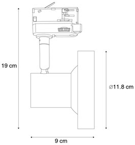 Модерен 3-фазен релсов прожектор черен AR111 - Jeany