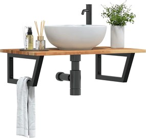 3302831 vidaXL Стенен рафт за мивка, стомана и масивно дърво акация