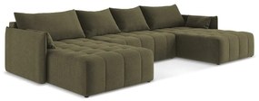 Разтегателен ъглов диван с място за съхранение в цвят каки (U форма) Moku – Makamii