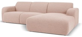 Розов ъглов диван от плат букле (десен ъгъл) Molino - Micadoni Home