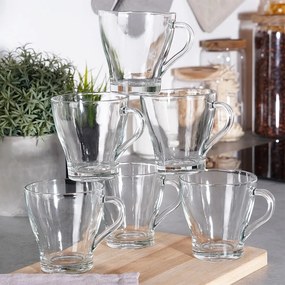 Комплект стъклени чаши за кафе и чай Vilde 250 мл, 6 броя – Прозрачни чаши за топли напитки