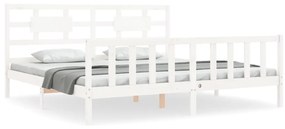 3192572 vidaXL Рамка за легло с табла бяла 6FT Super King Size дърво масив