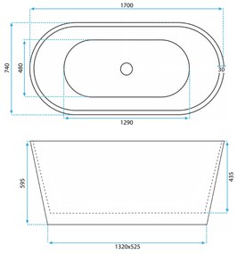 Свободностояща акрилна вана OFELIA 170