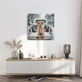 Картина на платно Коледна – Сладко позиращо куче