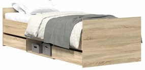 3203819 vidaXL Рамка за легло с горна и долна табла, сонома дъб, 75x190 см