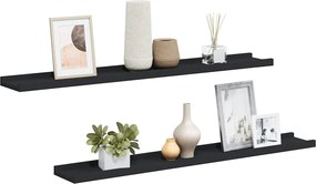 323933 vidaXL Рафтове за фоторамки, 2 бр, черни, 80x9x3 см, МДФ