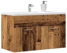 856215 vidaXL Шкаф за мивка за баня старо дърво 90x38,5x46 см инженерно дърво