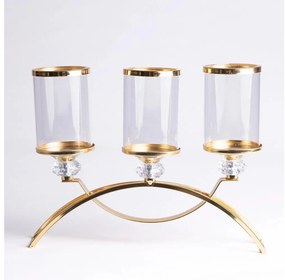 Свещник GLAMOUR златист/прозрачен