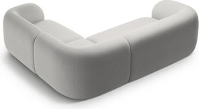 Светлосив кадифен ъглов диван (десен ъгъл/L форма) Kate – Micadoni