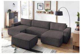 Кафяво-сива табуретка от рипсено кадифе Nihad – Bobochic Paris