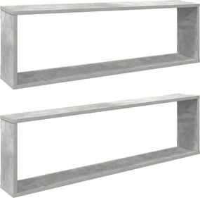 807091 vidaXL Стенни рафтове 2 бр бетонно сив 100x15x30 см инженерно дърво