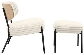 Кремав фотьойл с табуретка от рипсено кадифе Jerry – Støraa