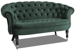 Двуместно канапе Chesterfield Deluxe в цвят тъмнозелено, 152/82/82 см