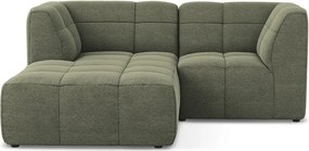 Зелен ъглов диван от прежда с примки от букле (ляв ъгъл) Aloha – Makamii