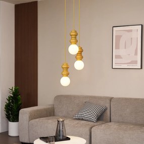 Ретро висящ полилей горчично жълт с матирано стъкло 3-светлинен - Феде