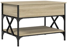 845352 vidaXL Кафе маса, сонома дъб, 70x50x50 см, инженерно дърво и метал