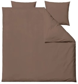 Кафяво удължено спално бельо за двойно легло от памучен перкал 200x220 cm Crisp - Södahl