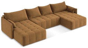 Теракотен разтегателен ъглов диван с място за съхранение (U форма) Moku – Makamii